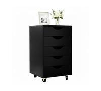 Relaxdays Rolling Cabinet with 5 Drawers, Under-Desk Filing, 66.5x40x40 cm, Black
