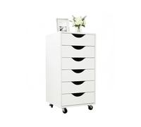Relaxdays Rolling Cabinet with 6 Drawers, Filing Cabinet on Castors, 78x40x40 cm, White