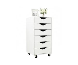Relaxdays Rolling Cabinet with 6 Drawers, Filing Cabinet on Castors, 78x40x40 cm, White
