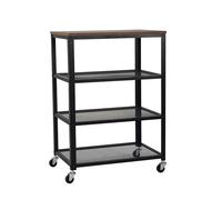 Relaxdays rolling cart, 4 shelves, industrial, kitchen & living room, HWD: 85x60x40 cm, mobile serving cart, black/brown