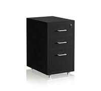 Relaxdays rolling filing cabinet, 3 drawers, HxWxD: 48 x 28 x 41 cm, lockable, steel, black