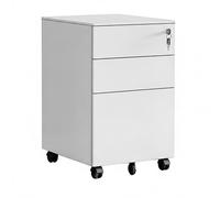 Relaxdays rolling filing cabinet, 3 drawers, HxWxD: 60 x 39 x 52 cm, lockable, metal, white