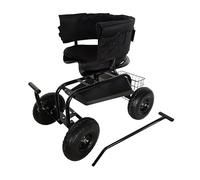 Relaxdays rolling garden seat, height-adjustable, max. 150 kg, storage, handles, seat cushion, backrest, black