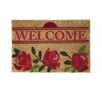 Relaxdays Romantic Roses Welcome Doormat Coir, 40 x 60 cm, Door Mat Inside & Outside, Non-Slip Wiper, Multicoloured, Coco, 1
