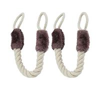 Relaxdays Rope Door Stoppers, Set of 2, 60 cm Long, Handle Blocker, Protection for Kids & Pets, Cream/Brown, Cotton