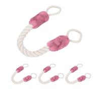 Relaxdays Rope Door Stoppers, Set of 2, 60 cm Long, Handle Blocker, Protection for Kids & Pets, Maritime, Cream/Pink