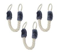 Relaxdays Rope Door Stoppers, Set of 3, 60 cm Long, Handle Blocker, Protection for Kids & Pets, Maritime, Beige/Grey, Cotton, 60 x 4.5 cm
