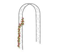 Relaxdays Rose Arch, Metal, HxWxD: 230 x 120 x 39 cm, Garden Archway, Trellis for Climbing Plants, Flower Support, Black, Steel