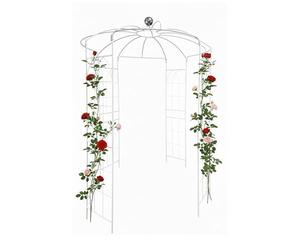 Relaxdays Rose Pavilion Metal Climbing Plant Support with Hook, White, 290 x 206 x 206 cm