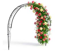 Relaxdays Rose Trellis Half-Arch, metal, HxWxD: 105 x 100 x 21 cm, wall-mounted for windows & doors, black