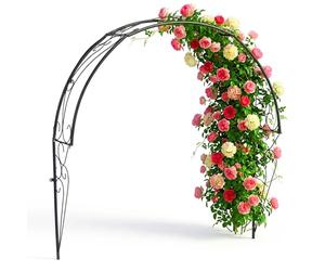 Relaxdays Rose Trellis Half-Arch, metal, HxWxD: 105 x 100 x 21 cm, wall-mounted for windows & doors, black