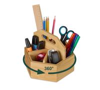 Relaxdays Rotating Bamboo Pen Holder