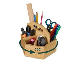 Relaxdays Rotating Bamboo Pen Holder