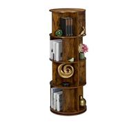 Relaxdays Rotating Bookcase, 20 Compartments, HxD: 137x50 cm, Wood Effect, Shelf for Books & DVDs, Round Design, Brown