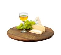 Relaxdays Rotating Tray Acacia Wood, 360° Spin, Ø 40 cm, Serving Plate for Snacks, Round Turntable, Natural