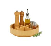 Relaxdays Rotating Tray, bamboo, 360° rotating, 4 compartments, removable dividers, size: 6 x 23.5 cm, spice organizer.