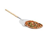 Relaxdays Round 30.5 cm x 79 cm, Pizza Oven, Long Handle, Aluminium Lifter Baking Peel Paddle, Wood, 3 x 30 x 79 cm