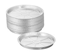 Relaxdays Set of 50 Aluminium Plates, HxØ: 2.5 x 27.5 cm, Round, Catering, BBQ Drip Tray for Indirect Grilling, Silver