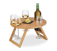 Relaxdays Round Bamboo Picnic Tray for Wine