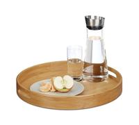 Relaxdays Round Bamboo Serving Tray