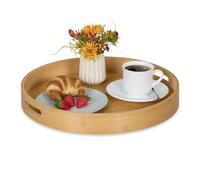 Relaxdays Round Bamboo Serving Tray