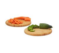 Relaxdays Round Breakfast Board Set of 2, 30 cm, Robust Kitchen Cutting Board, Natural Serving Tray, Chopping, Platter, Round