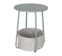 Relaxdays Round Coffee & Side Table with Fabric Basket, MDF & Metal, H 50 x D 40 cm, Mint/Grey