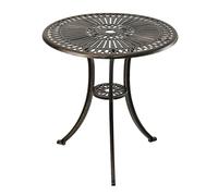 Relaxdays round garden table with parasol hole, HxD: 65 x 60 cm, weatherproof aluminium, antique design, black/bronze