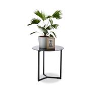 Relaxdays Round Glass and Metal Side Table, Decorative Lounge Stand, H x W x D: 51 x 50 x 50 cm, Black