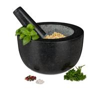 Relaxdays Round Granite Mortar with Pestle