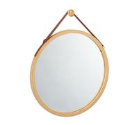 Relaxdays Round Hanging Mirror with Bamboo Frame