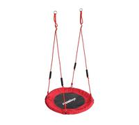 Relaxdays Round Hanging Swing for Kids, Padded Handles, Adjustable, Outdoor, Ø 80 cm, Max 100 kg, Red
