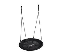 Relaxdays Round Hanging Swing with Cushion & Handles, Adjustable, Outdoor, Ø 100 cm, 100 kg, Black