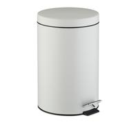 Relaxdays Kitchen Bin, 20 Litres, with Lid, Removable Inner Bucket, Foot Pedal, Matte Finish, Waste Disposal, White, Steel