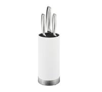 Relaxdays Knife Block, Empty, Round Blade Storage, with Bristles, HxD: 22 x 11 cm, Universal Holder, Organiser, White, Plastic Stainless Steel