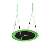 Relaxdays Round Nest Swing with Padded Frame, Foam Handles, Adjustable, Outdoor, Ø 120 cm, 100 kg, Green