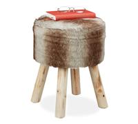 Relaxdays Round Ottoman with Faux Fur
