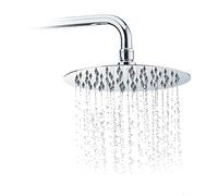 Relaxdays Round Rainfall Shower Head, 200 mm, Stainless Steel, Mirror Effect, High Gloss, 1/2 Inch, Silver