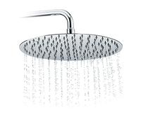 Relaxdays Round Rainfall Shower Head, 300 mm, Stainless Steel, Mirror Effect, High Gloss, 1/2 Inch, Silver