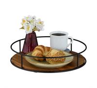 Relaxdays Round Tray with Metal Rim