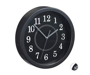 Relaxdays Round Wall Clock, Ø 20cm, Hanging Wall Clock, Classic Design, Battery-Operated, Black