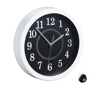 Relaxdays Round, Ø 20cm, Hanging Wall Clock, Classic Design, Battery-Operated, White, 20 x 4 cm