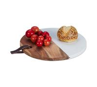 Relaxdays Round Wood & Marble Chopping Board
