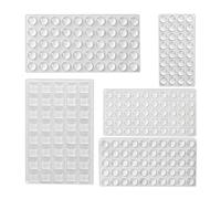 Relaxdays Rubber Bumpers, Set of 222, Self-Adhesive, Pads in 5 Sizes, Silicone Protector for Glass & Plates, Transparent, 0.4 x 1.3 x 1.3 cm
