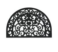 Relaxdays Rubber mat, 40 x 60 cm, Weatherproof, Non-Slip, semi-Circular Doormat, Front Door Rug, Indoor use, Black, 60 x 40 cm