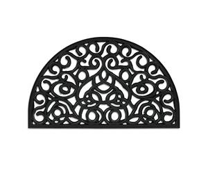Relaxdays rubber door mat, 75 x 45 cm, weatherproof, non-slip doormat, semi-circular, for indoor and outdoor use, black