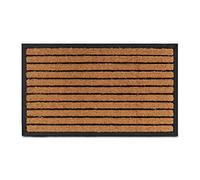 Relaxdays Rubber Hexagon Welcome, 45 x 75 cm, Door Mat Inside & Outside, Non-Slip Wiper, Black/Coir