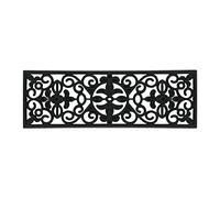 Relaxdays Rubber Step Mat, Rectangular, Indoor & Outdoor Doormat, Shoe Scrapper, 75 x 25 cm, Ornaments, Anti-Slip, Black