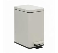 Relaxdays Rubbish Bin, 10 Litres, 16 cm Slim, Softclose, Foot Pedal, Inner Bin, Kitchen & Bathroom, Matte Waste Bin, Beige