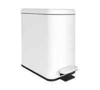 Relaxdays Rubbish Bin, 10 Litres, 16 cm Slim, Softclose, Foot Pedal, Inner Bin, Kitchen & Bathroom, Matte Waste Bin, White